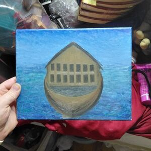 Serene Blue and Brown Boat Canvas Art